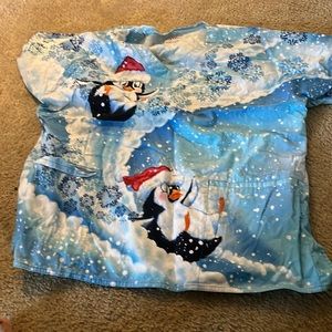 Cute penguin scrub with Santa hat